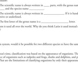 Biological classification pogil answer key