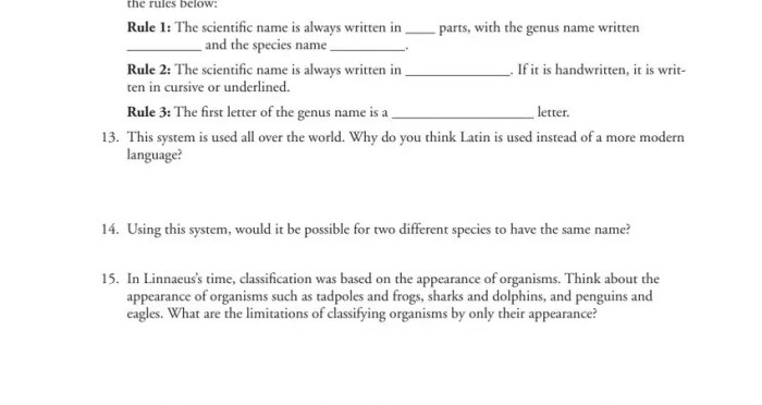 Biological classification pogil answer key