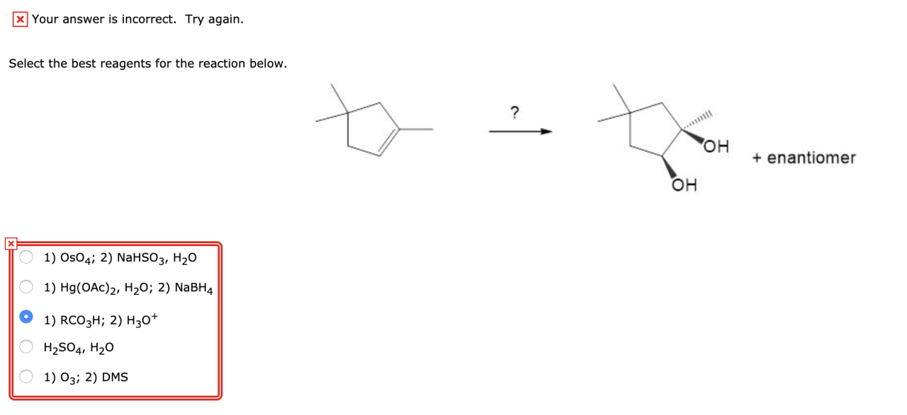 Reagents excess roor oso4 hbr nanh2 nabr nahso3 h20 transcribed